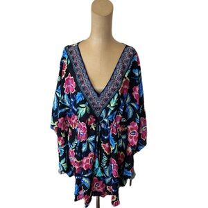 La Blanca Colorful Floral Print Swim Cover Dress Size Medium